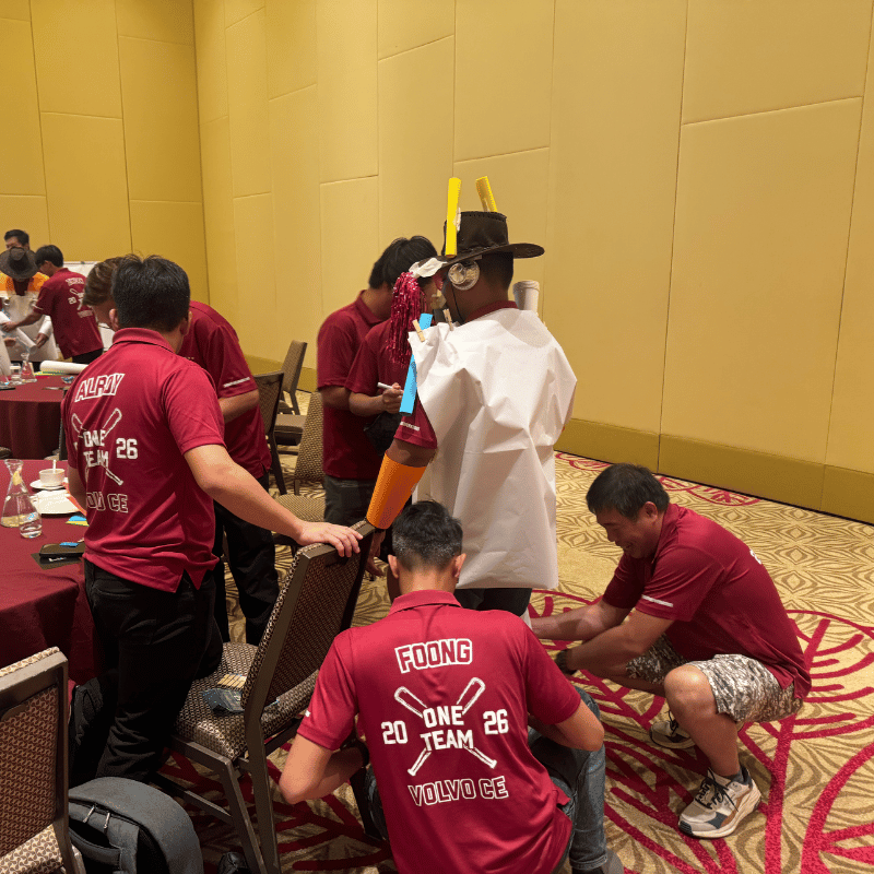 Business Warrior team-building participants taking part in group activities